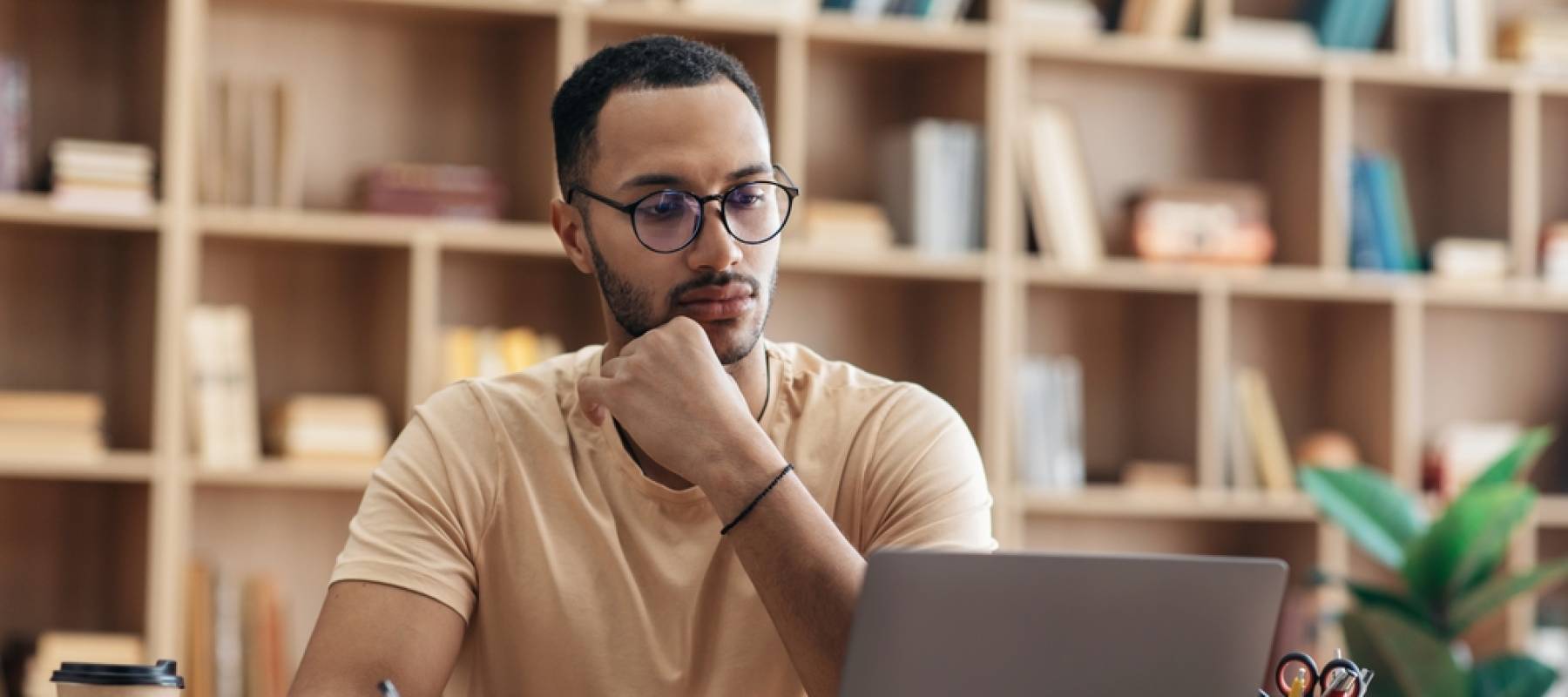 Man reviewing taxes