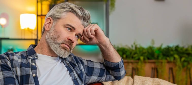 Man looking solemn