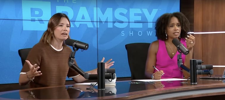 Ramsey Show hosts taking a call